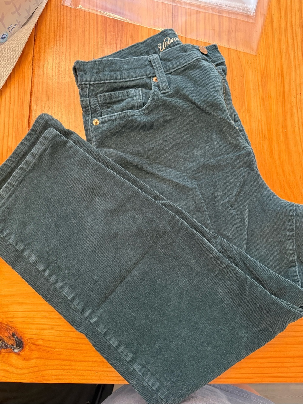 Universal Thread Straight-Leg Corduroy Pants in Sage